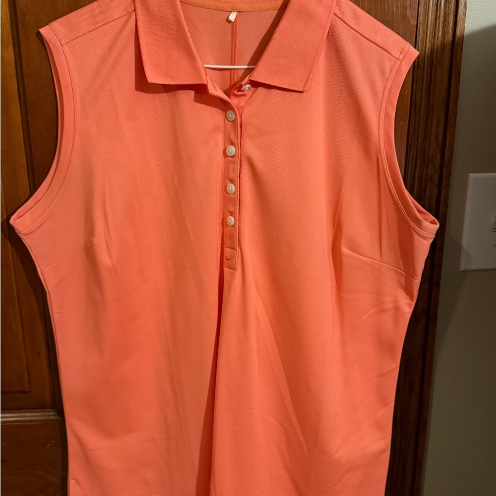 Nike Golf Performance Coral Sleeveless Button Down Sport Tank